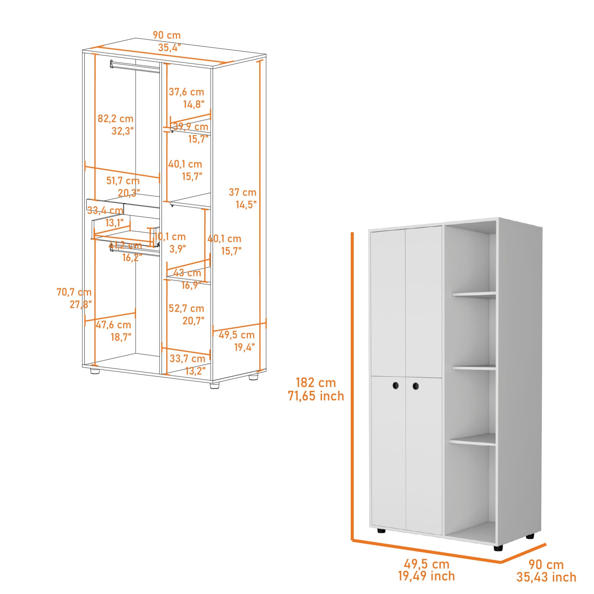 35" White Drawer Dresser-6