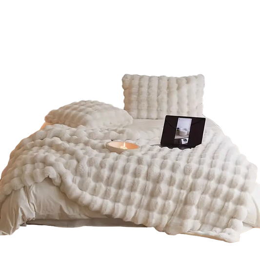 Soft and Cozy Plush Blanket - Vintage Elegance for Ultimate Comfort- White-0