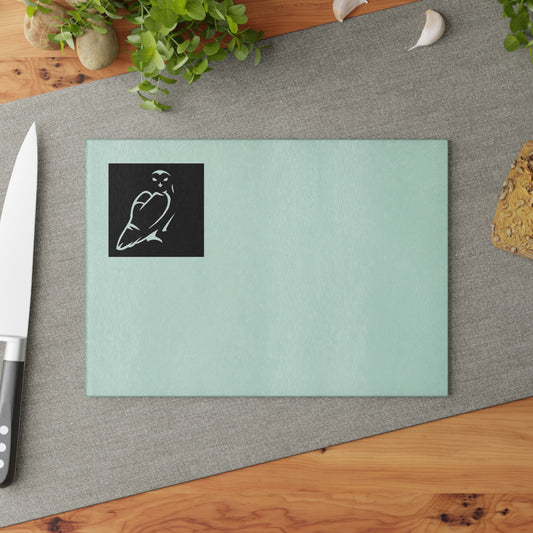Elegant Glass Cutting Board with Owl Design | Kitchen Decor, Gift for Chefs, Housewarming, Wedding, Bird Lover's Gift