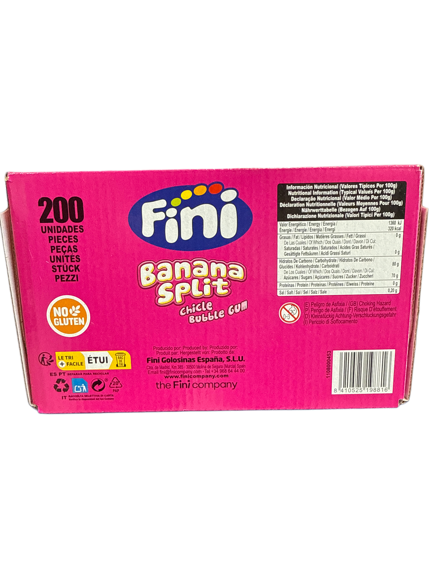 Fini Banana Split Bubble Gum 200 Individually Wrapped Pieces - U.K Edition