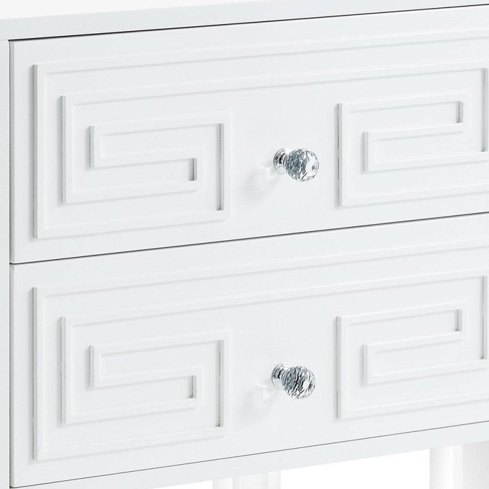 24" White And Clear Wood And Acrylic End Table With Two Drawers-6
