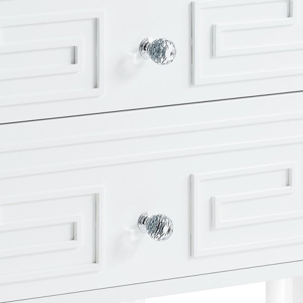 24" White And Clear Wood And Acrylic End Table With Two Drawers-5