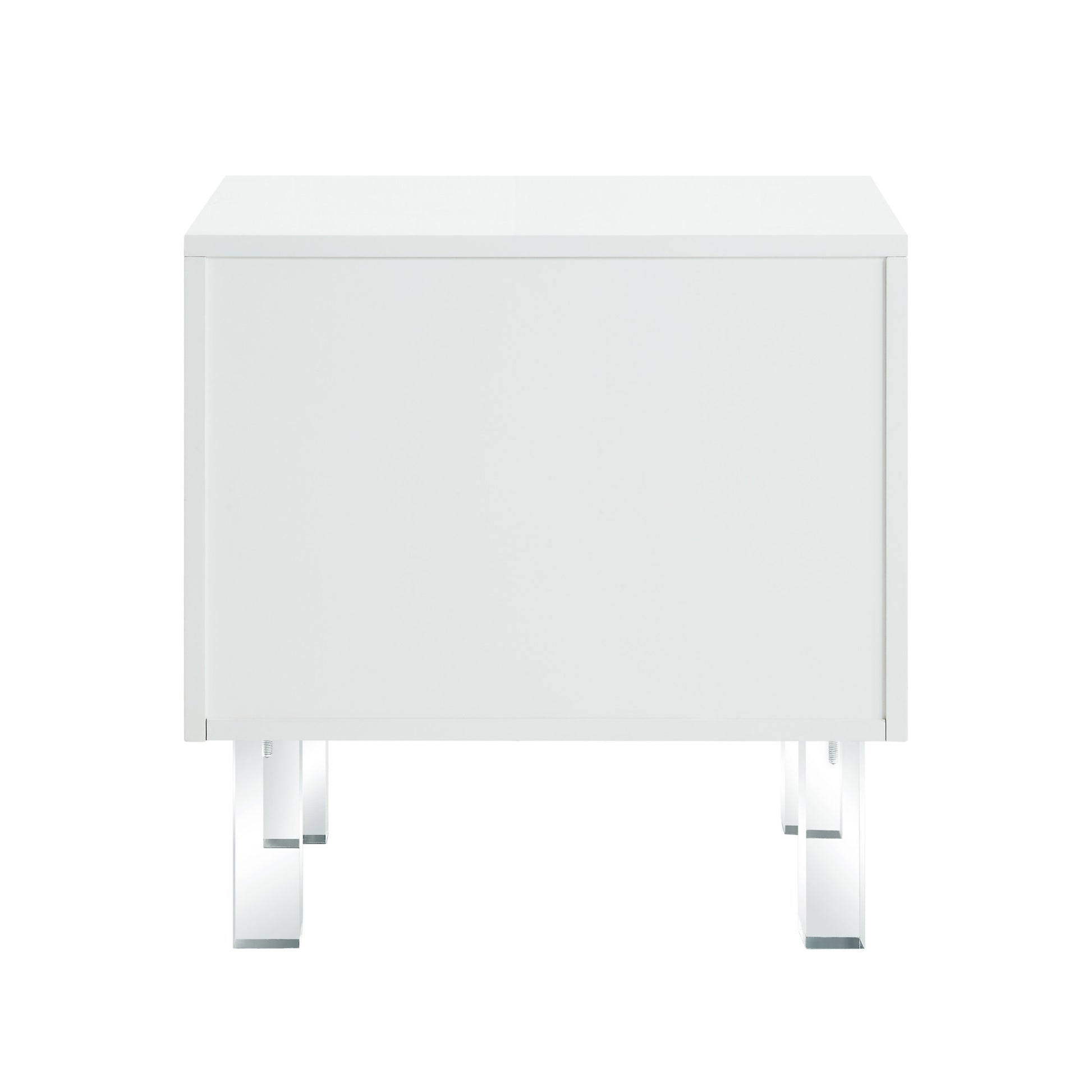 24" White And Clear Wood And Acrylic End Table With Two Drawers-2