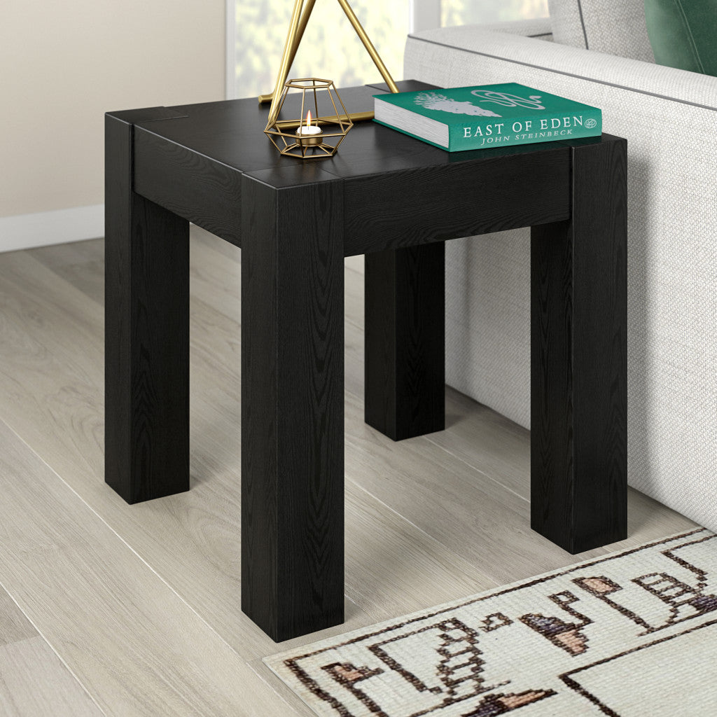 22" Black Wood Square End Table-5