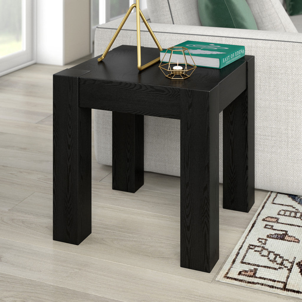 22" Black Wood Square End Table-6