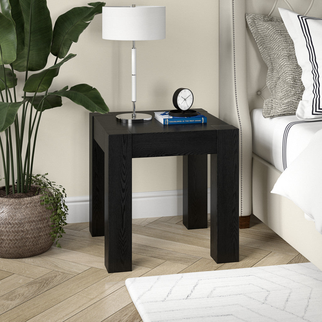 22" Black Wood Square End Table-8