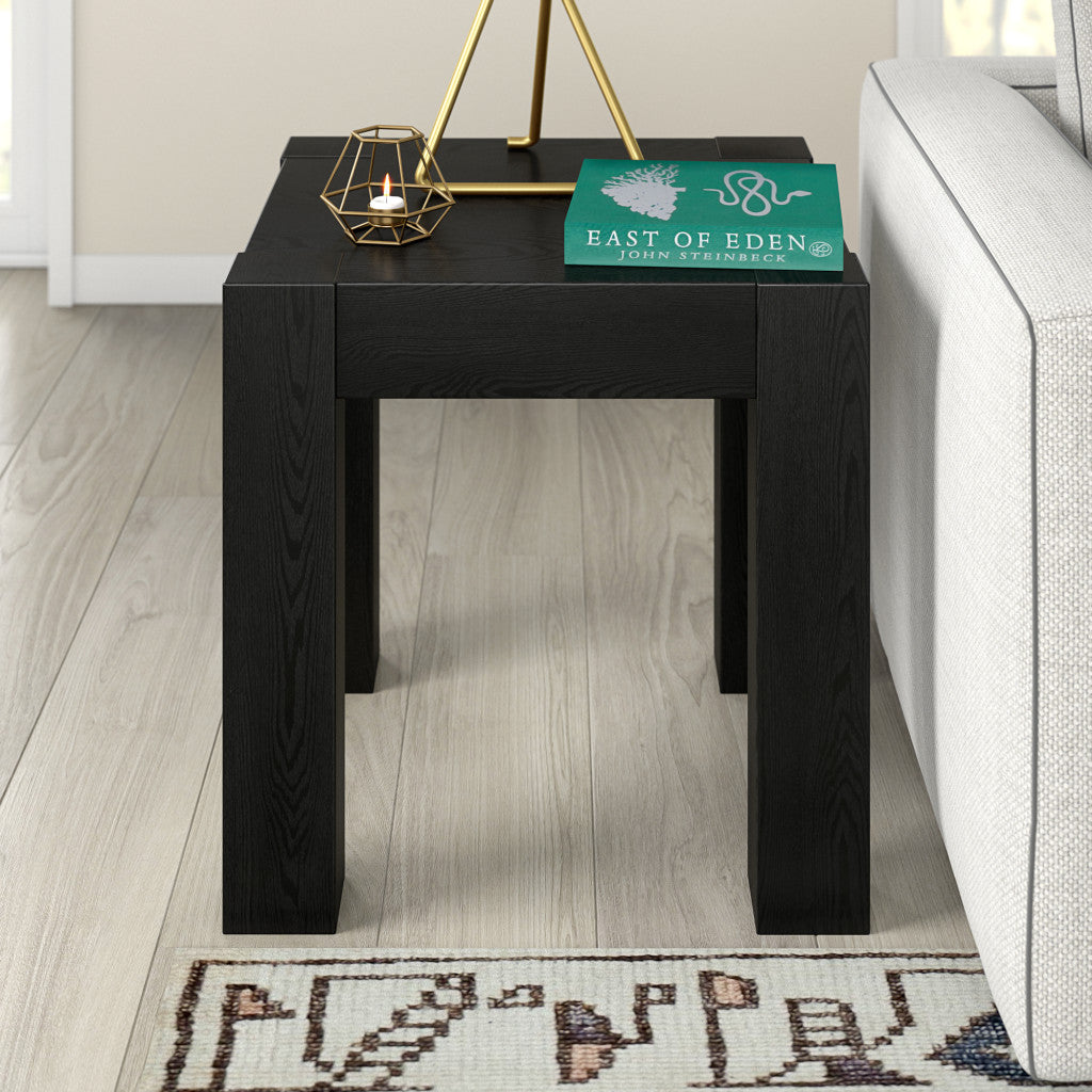 22" Black Wood Square End Table-7