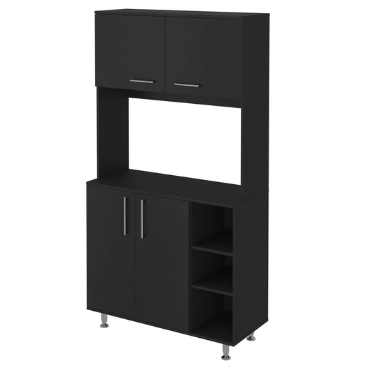 28" Black Wall mounted Accent Cabinet With Seven Shelves And Six Drawers-0