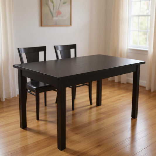 48" Black Solid Wood Dining Table-0