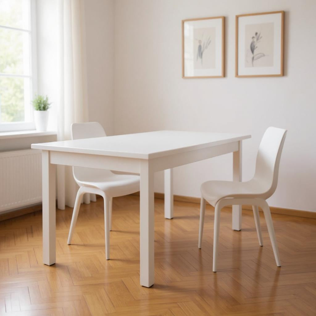 48" White Solid Wood Dining Table-0