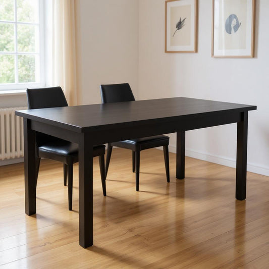 60" Black Solid Wood Dining Table-0