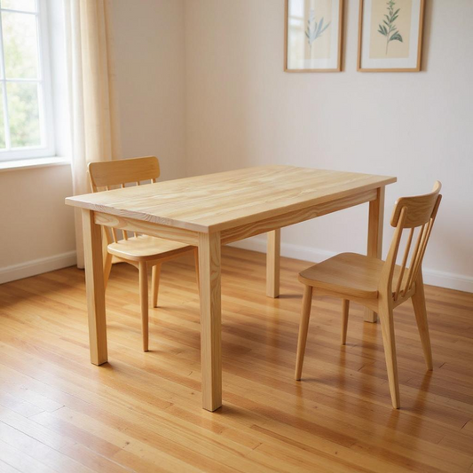 60" Natural Solid Wood Dining Table-0