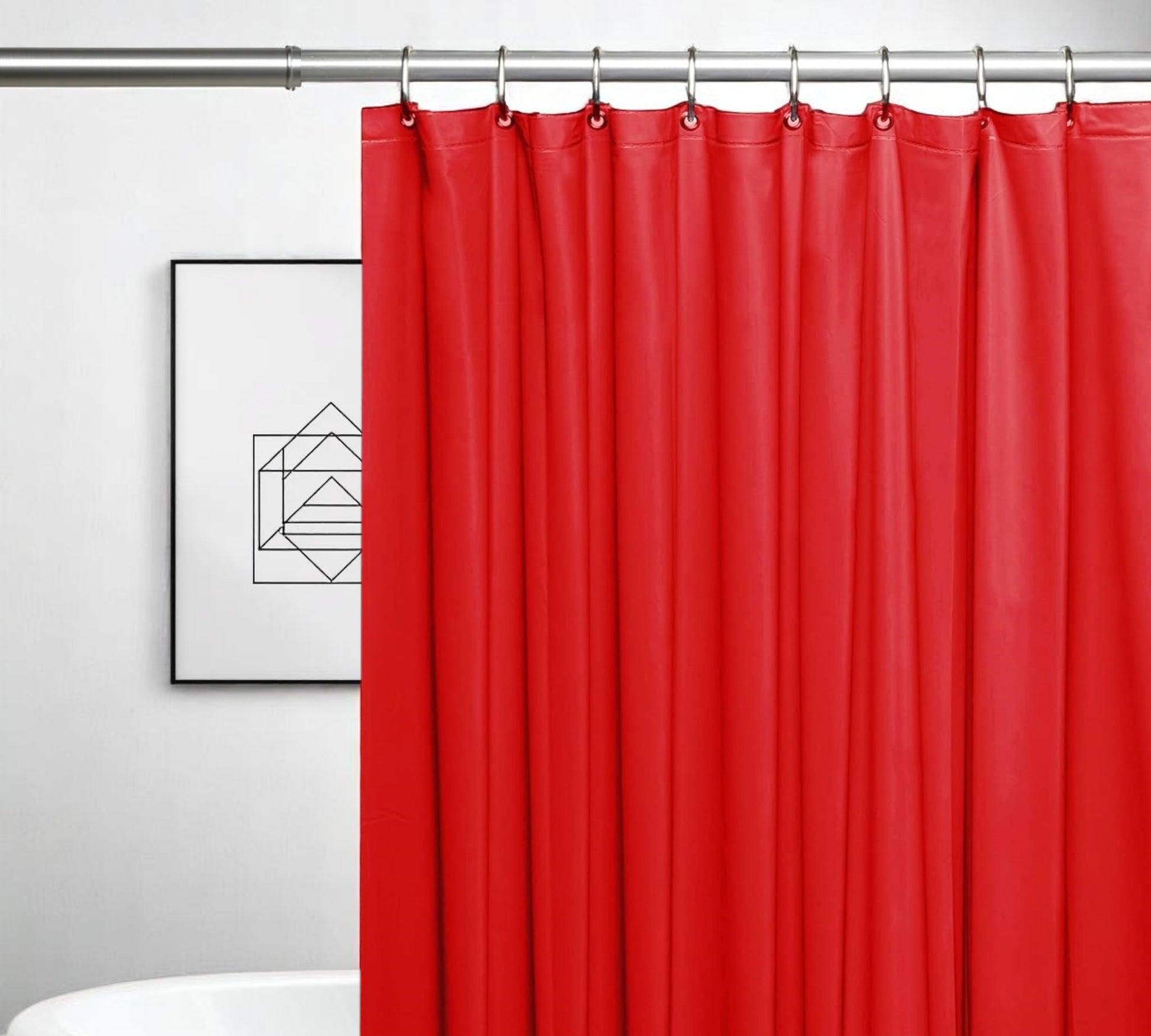 72" Red Vinyl Shower Curtain Liner-1