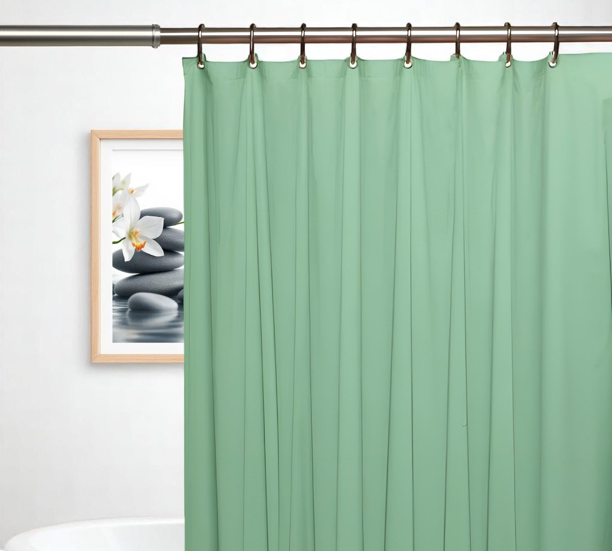 72" Green Vinyl Shower Curtain Liner-1