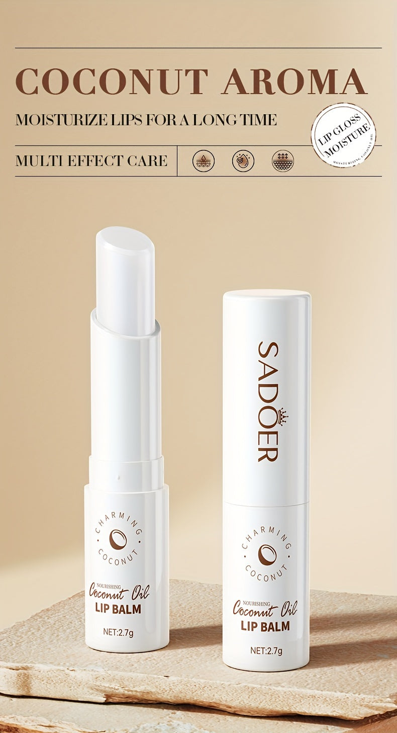 Coconut Lip Balm - Long Lasting Nourishment And Moisture For Men And Women - Daily Care Lip Balm With Plant Squalane