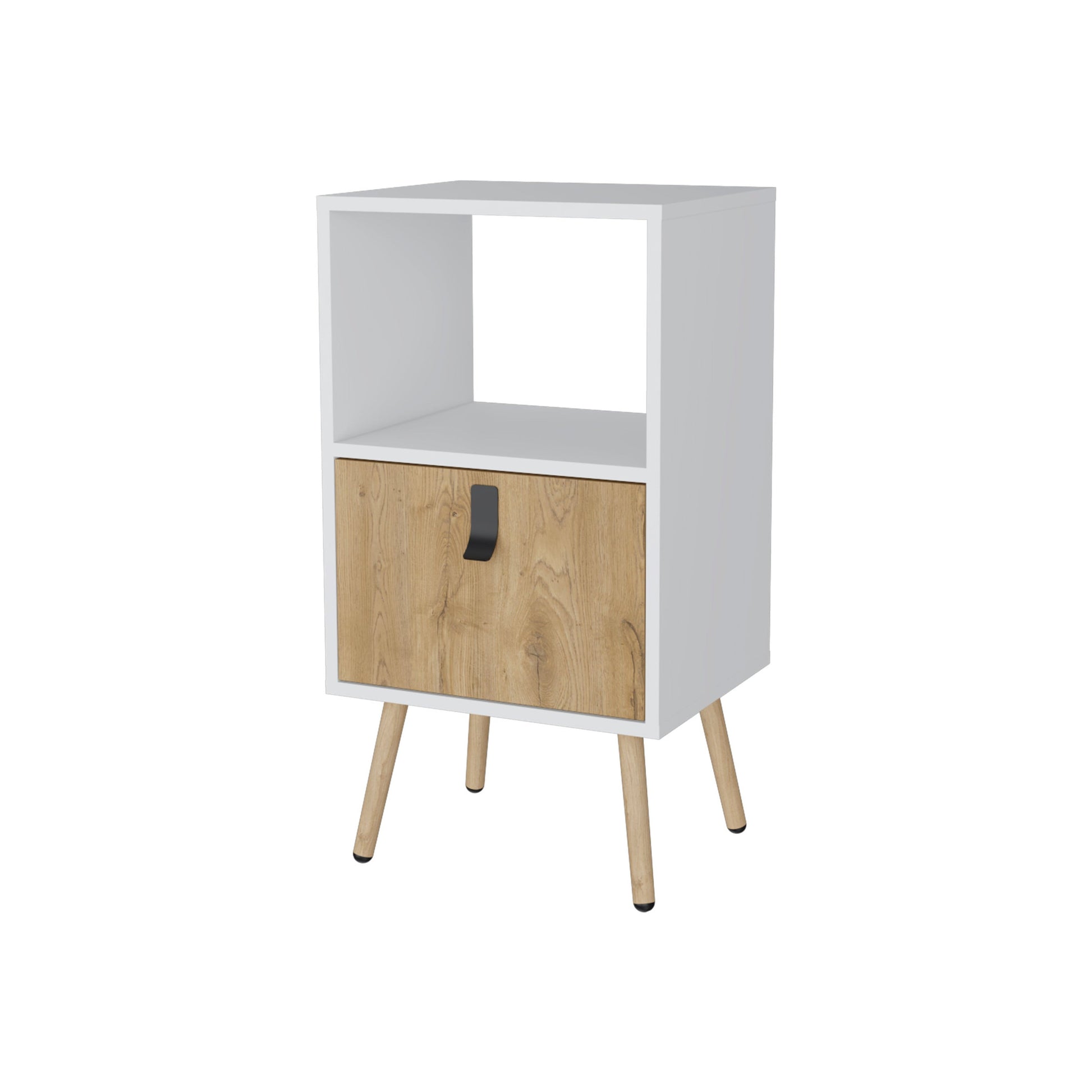 30" White And Natural Wood One Drawer Nightstand-1
