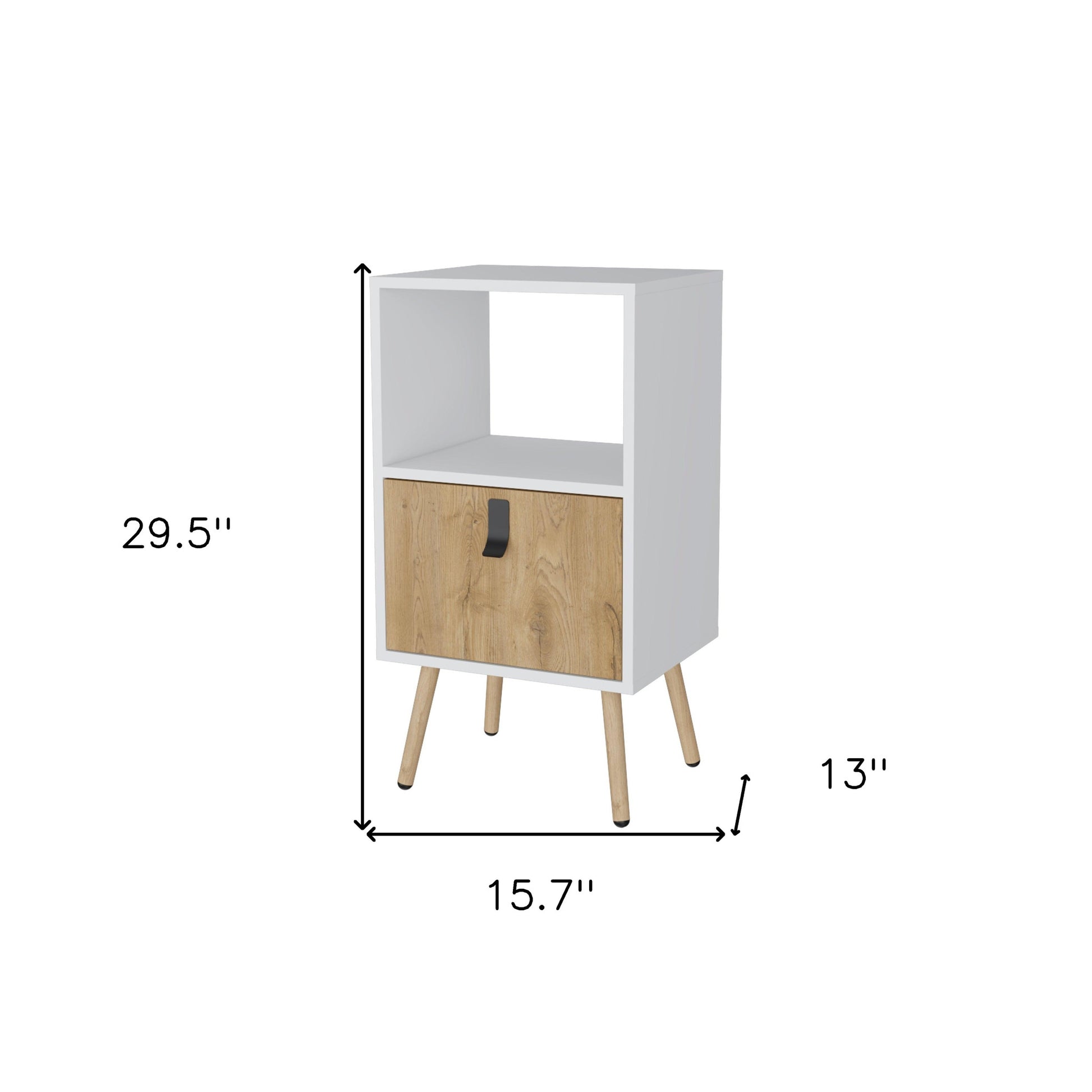 30" White And Natural Wood One Drawer Nightstand-4