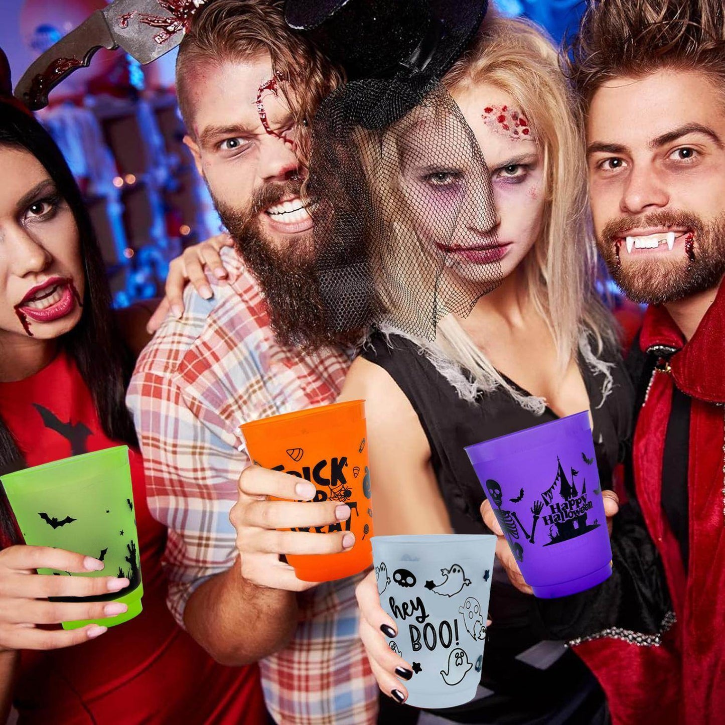 Halloween cups A Pack Of 8 Halloween Plastic Cups With Patterns.