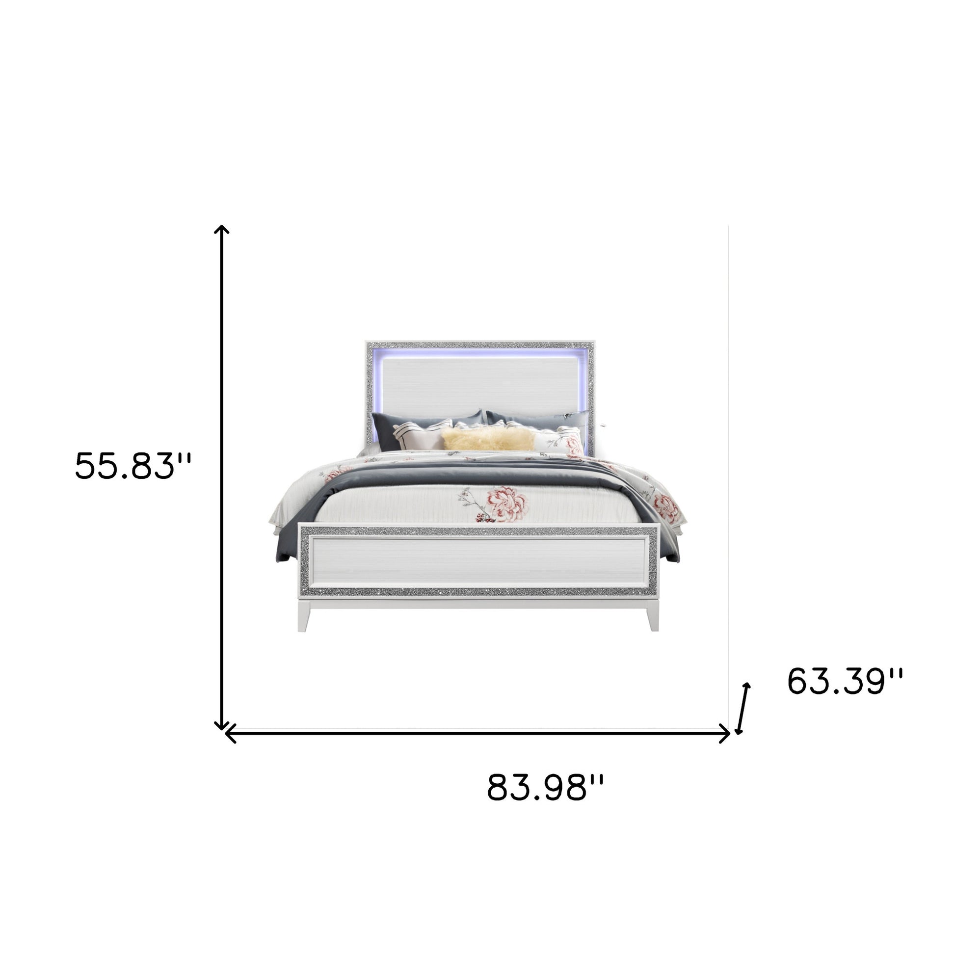White Faux Crystal Bling Lighted Queen Bed Frame-6