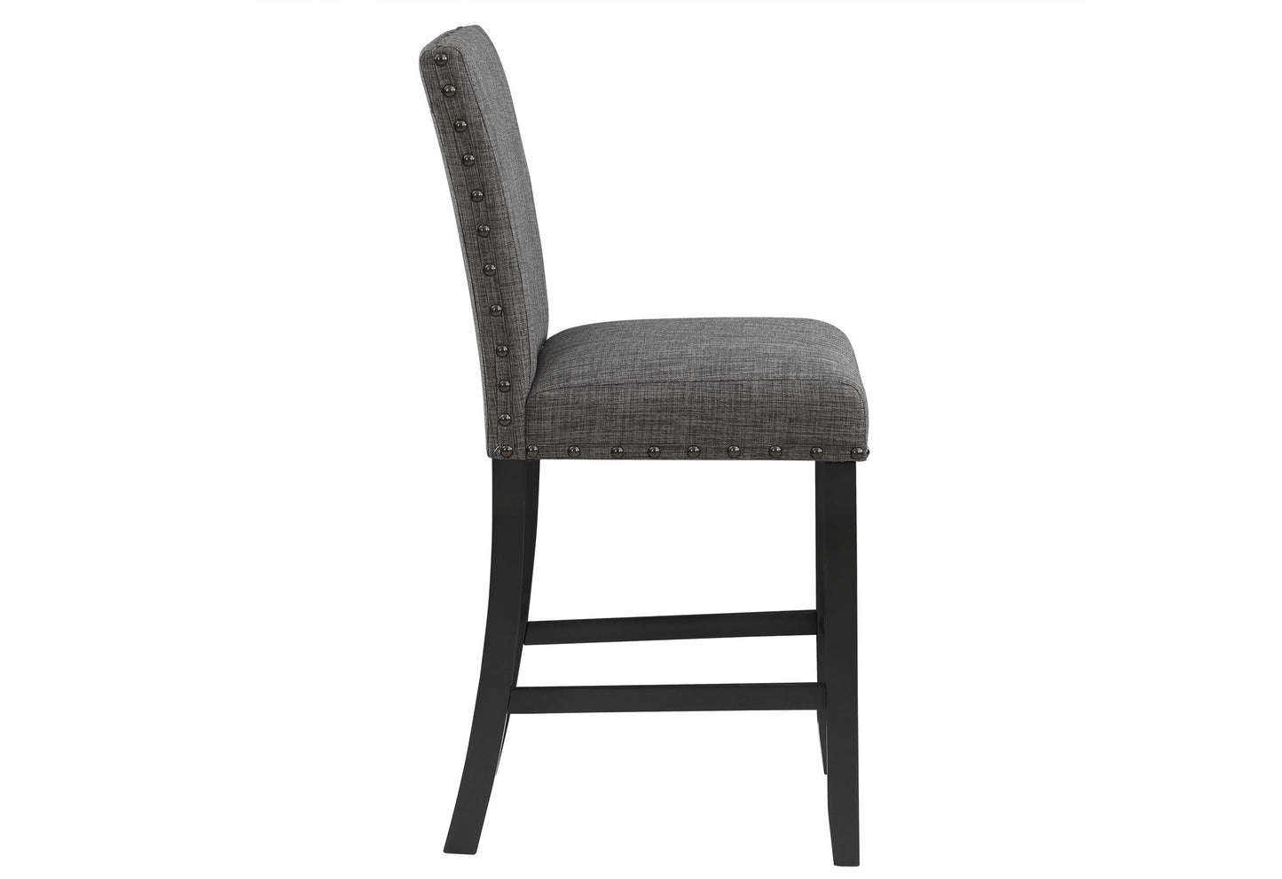 Set of Two 26" Gray and Black Wood and Fabric Counter Height Bar Chairs-4