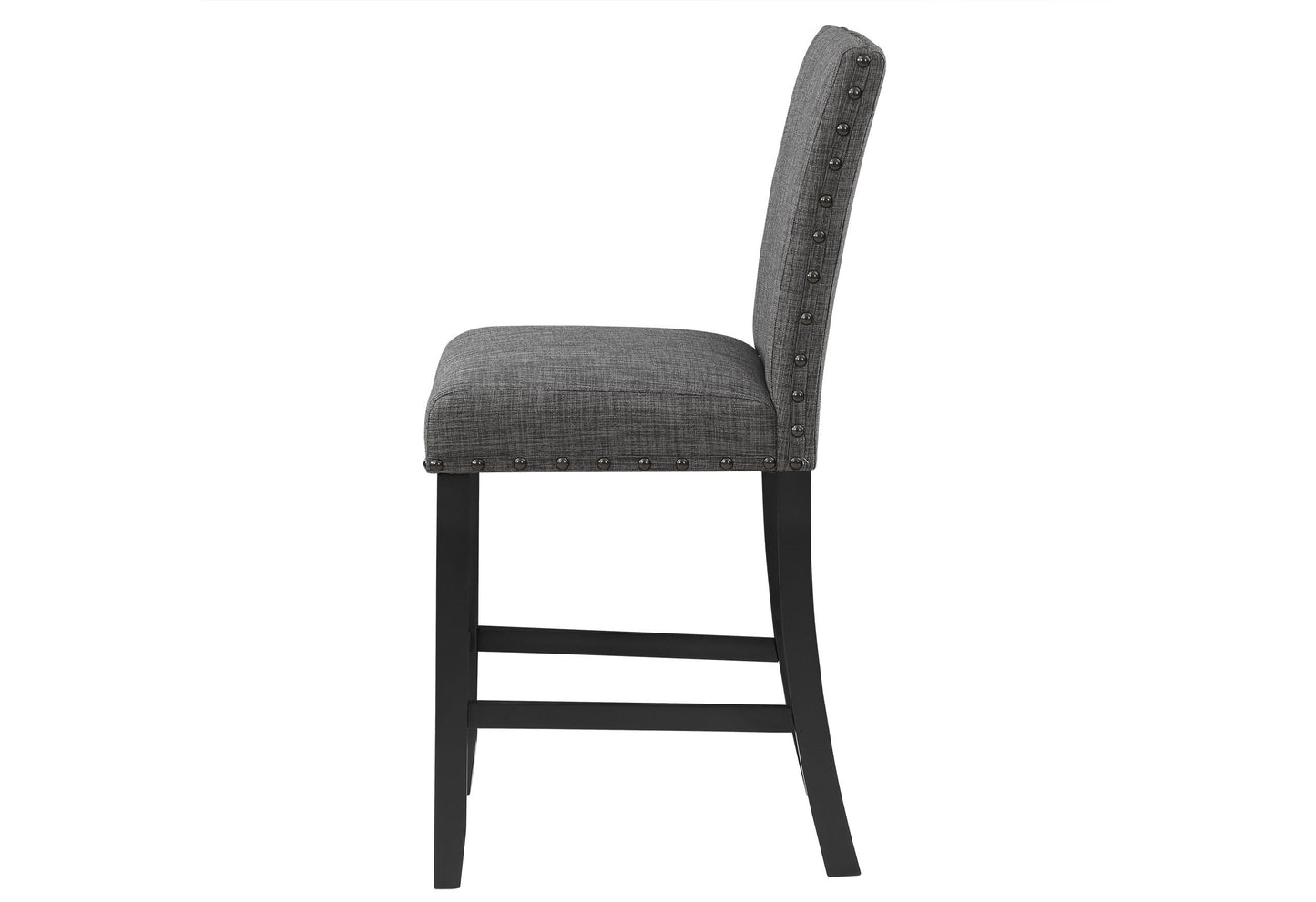 Set of Two 26" Gray and Black Wood and Fabric Counter Height Bar Chairs-5