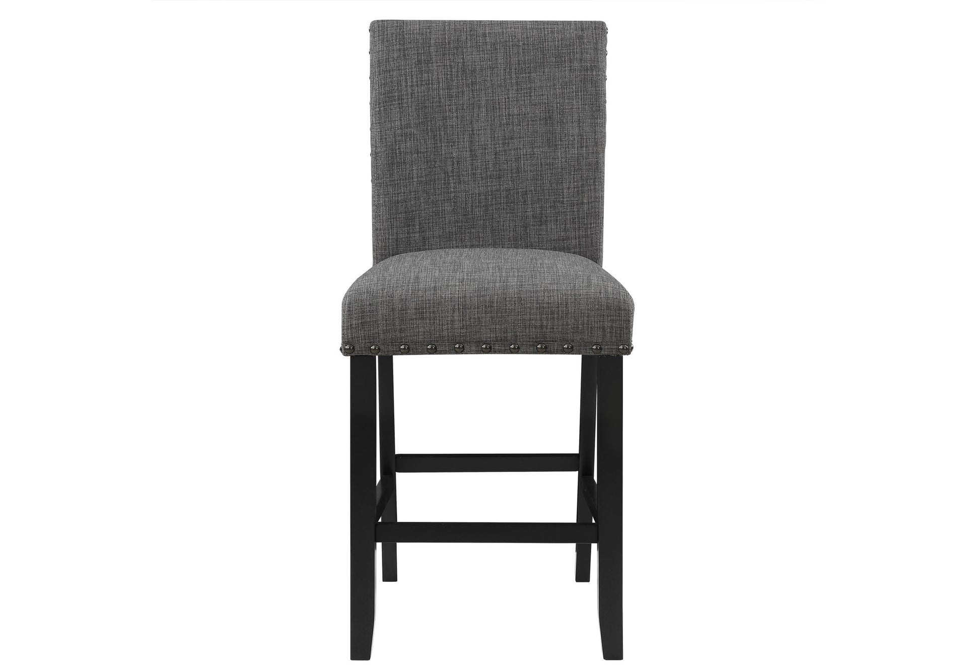 Set of Two 26" Gray and Black Wood and Fabric Counter Height Bar Chairs-7