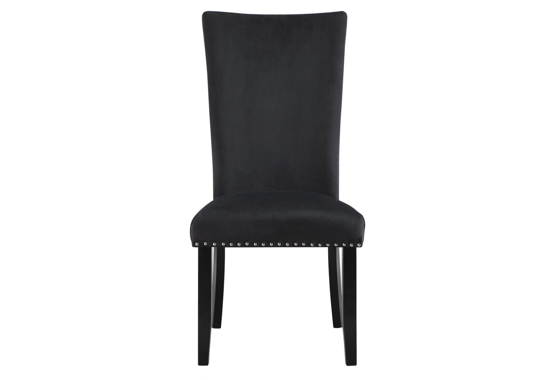 Set of Two Black Upholstered Velvet Dining Side Chairs-2
