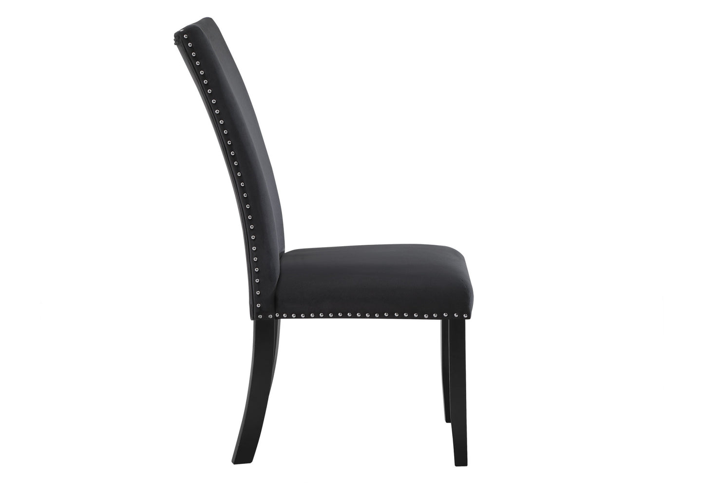 Set of Two Black Upholstered Velvet Dining Side Chairs-3