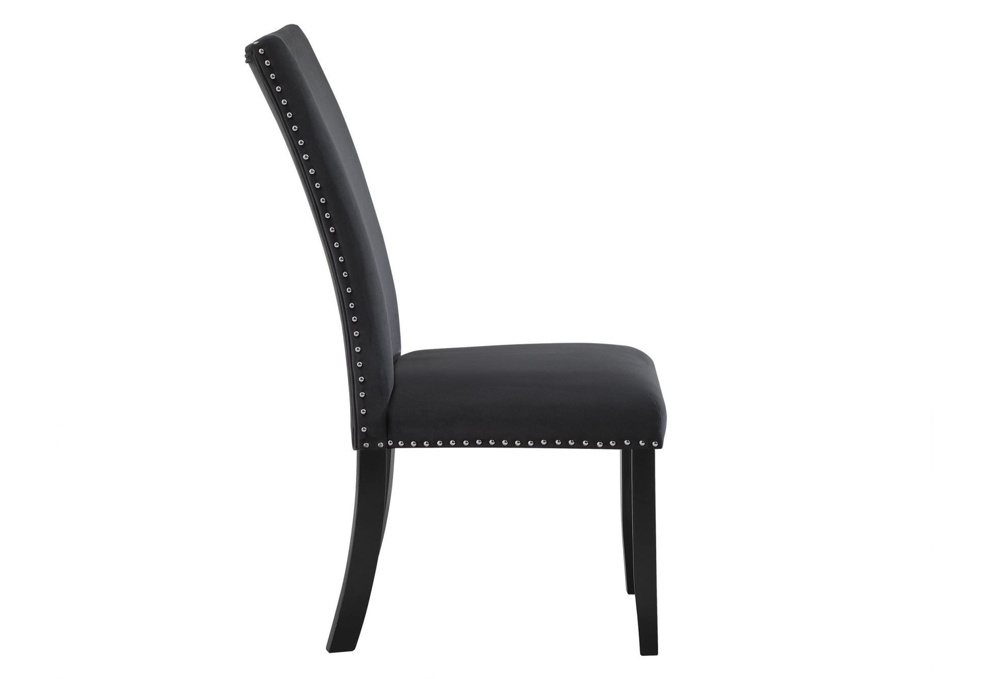 Set of Two Black Upholstered Velvet Dining Side Chairs-3
