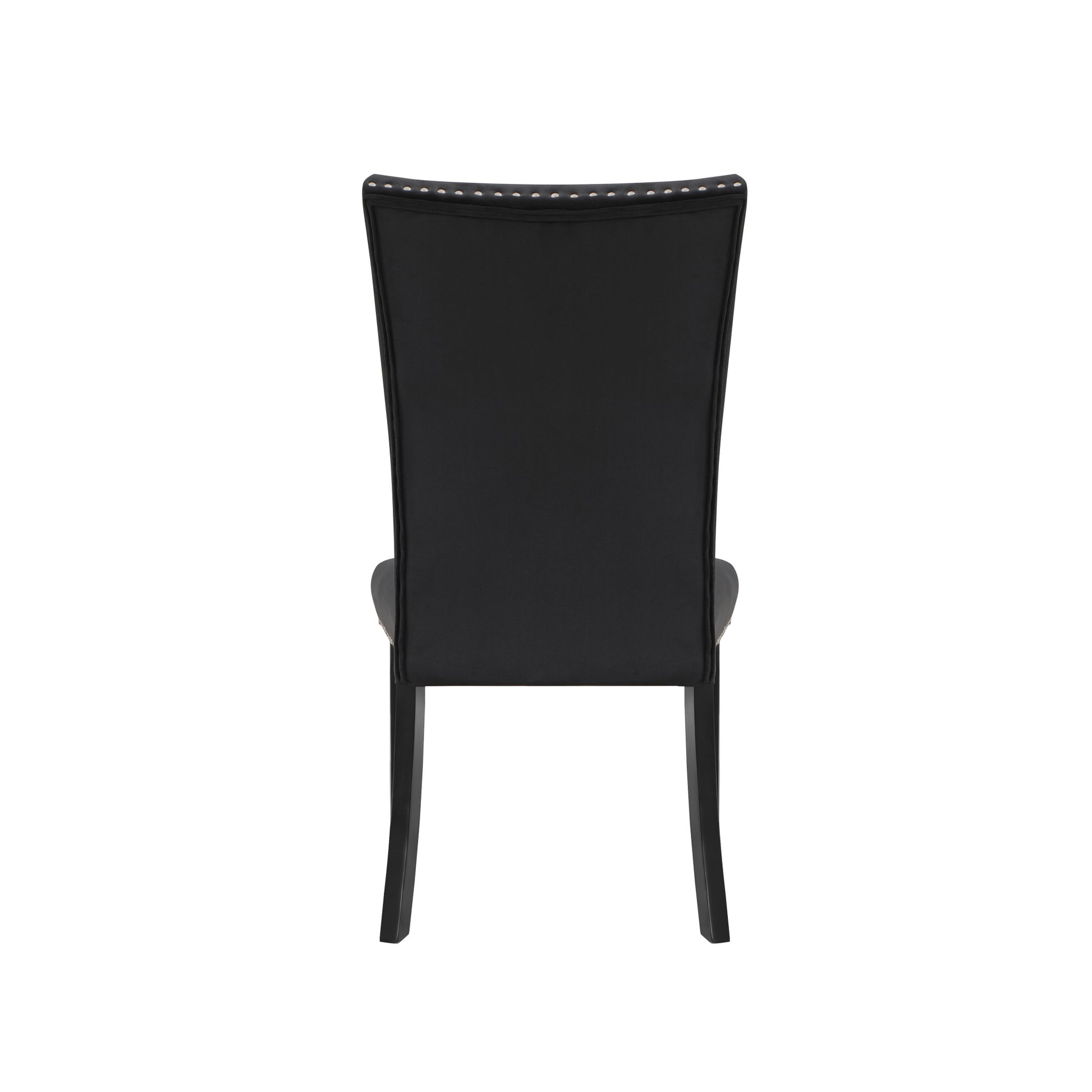 Set of Two Black Upholstered Velvet Dining Side Chairs-4