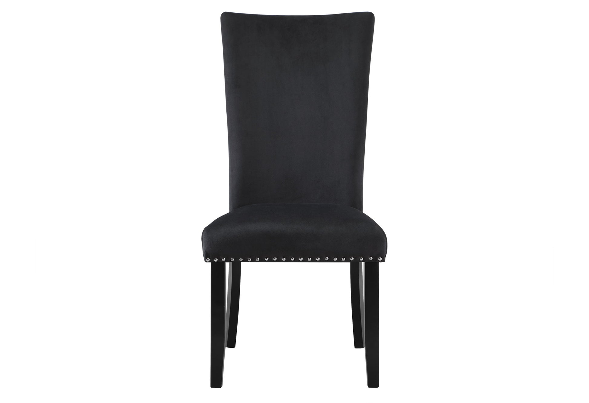 Set of Two Black Upholstered Velvet Dining Side Chairs-5