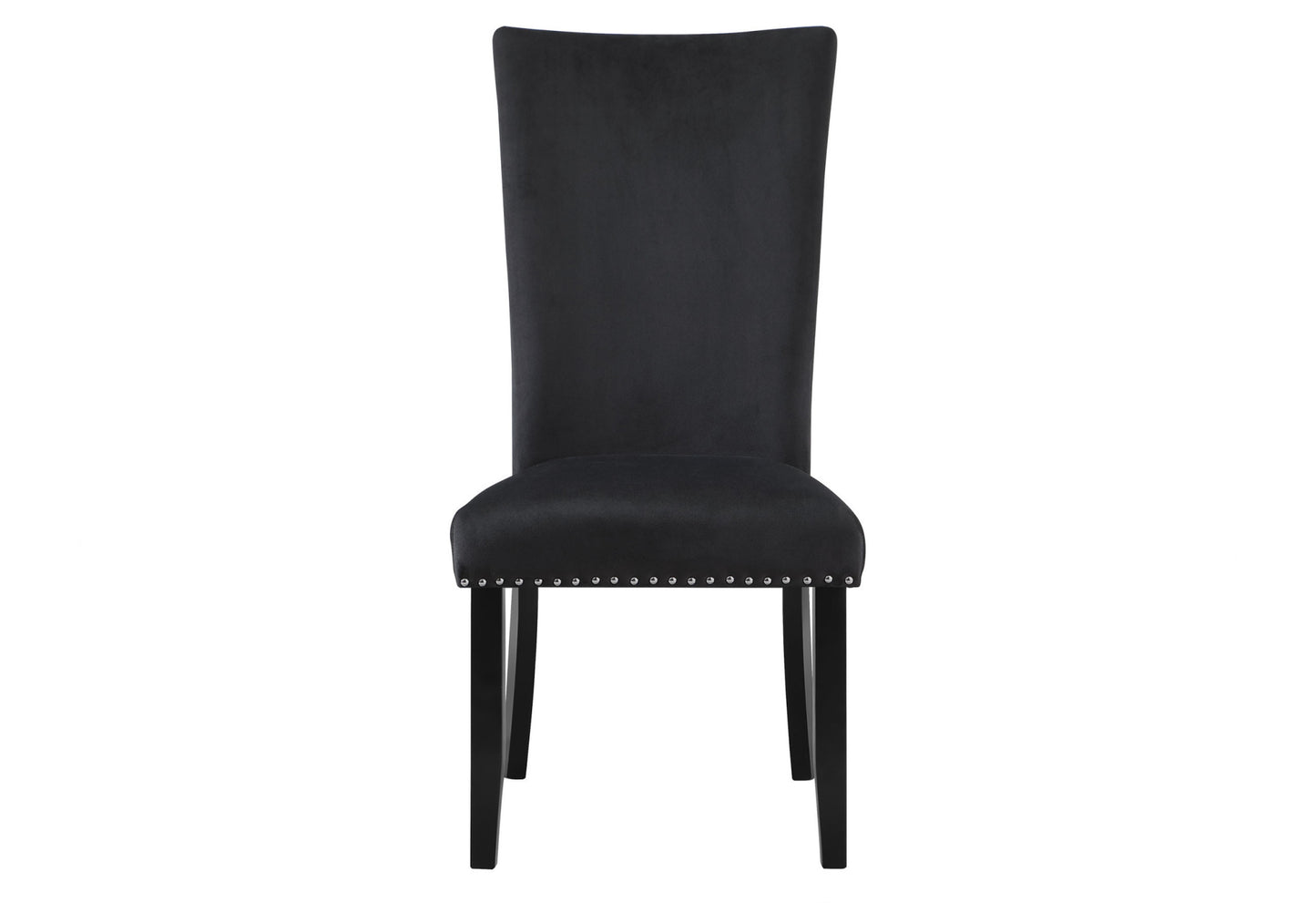 Set of Two Black Upholstered Velvet Dining Side Chairs-6