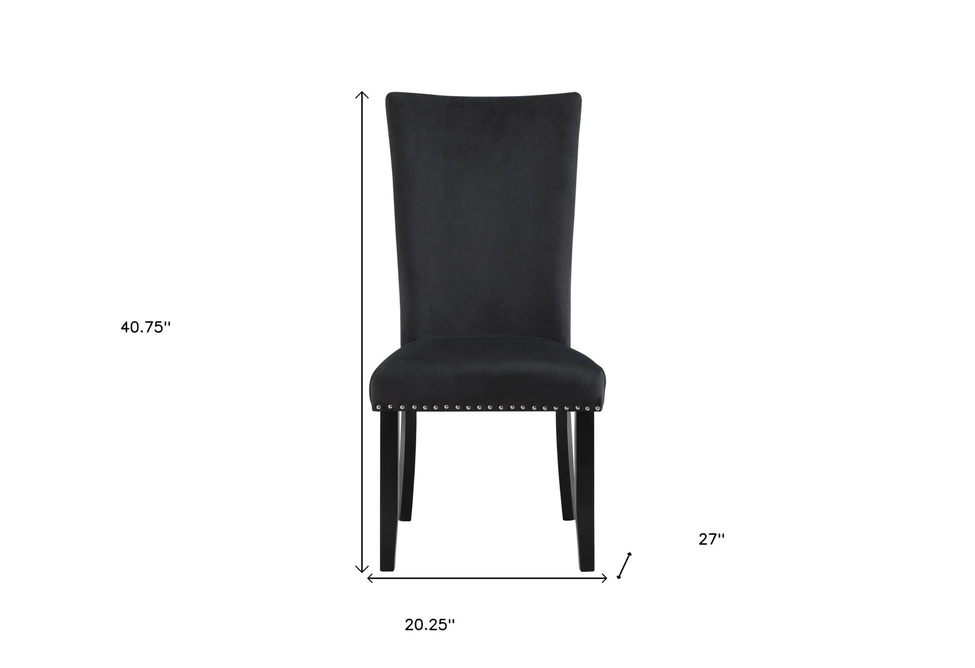 Set of Two Black Upholstered Velvet Dining Side Chairs-8