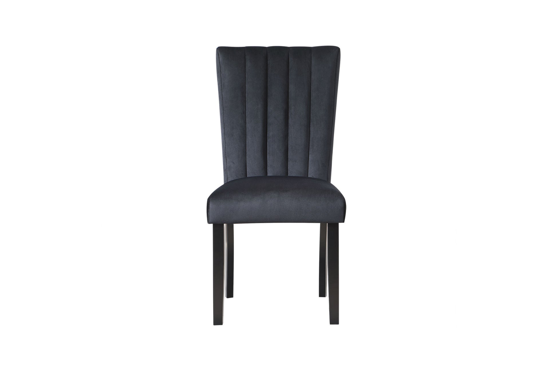 Set of Two Black Upholstered Velvet Dining Side Chairs-3