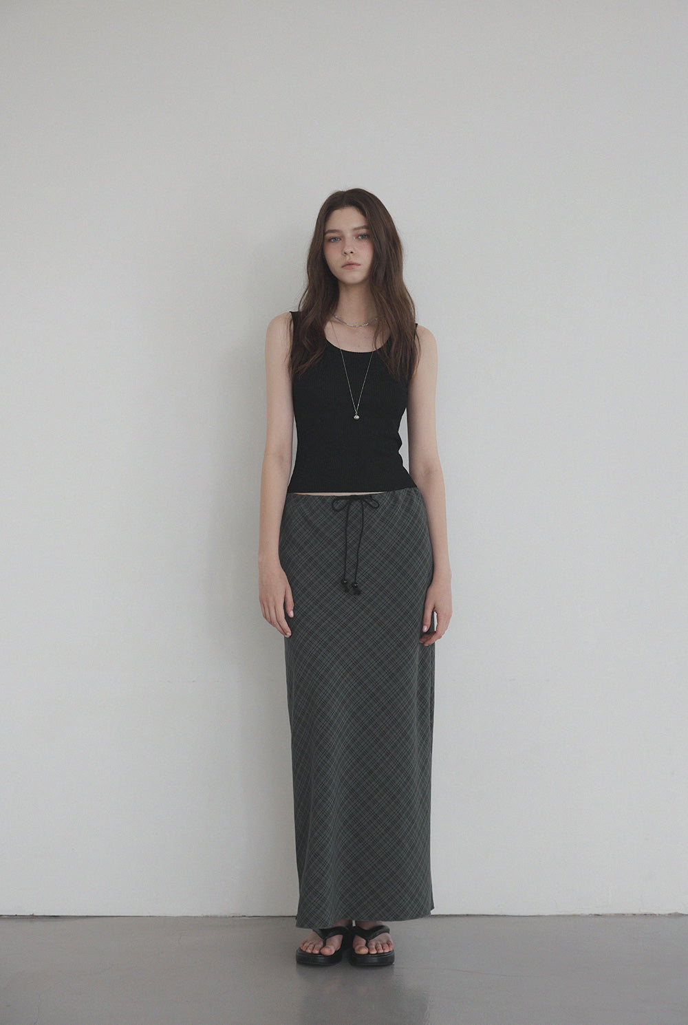 [TWEE] Litt Check Maxi Long Skirt-2