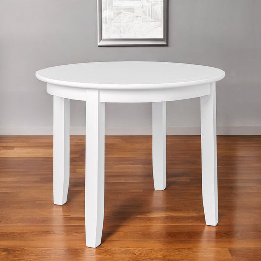 39" White Solid Wood Round Top Dining Table-0