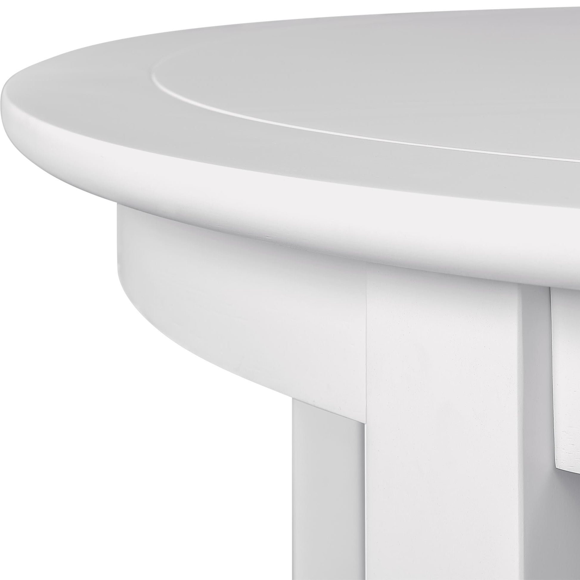 39" White Solid Wood Round Top Dining Table-8