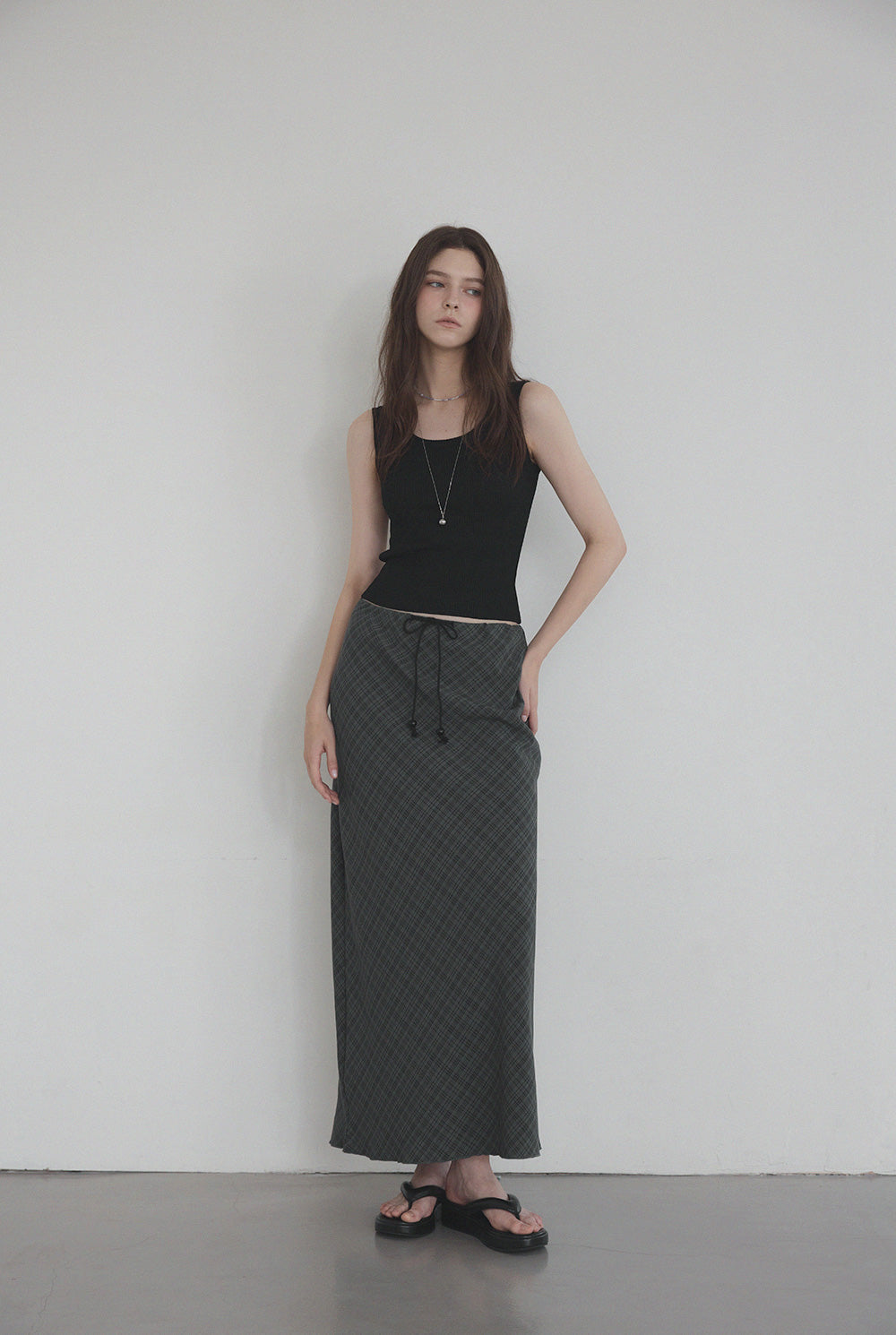 [TWEE] Litt Check Maxi Long Skirt-3