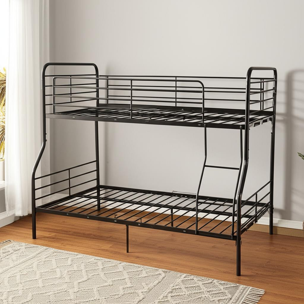 Black Full XL Over Queen Contemporary Metal Bunk Bed-2