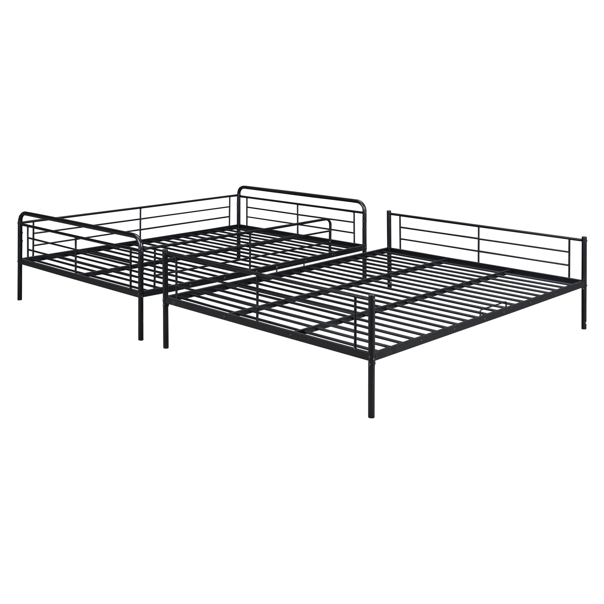 Black Full XL Over Queen Contemporary Metal Bunk Bed-4