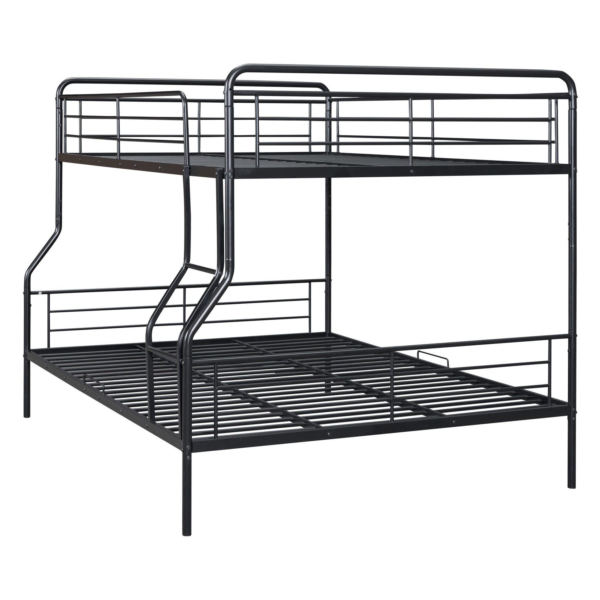 Black Full XL Over Queen Contemporary Metal Bunk Bed-5