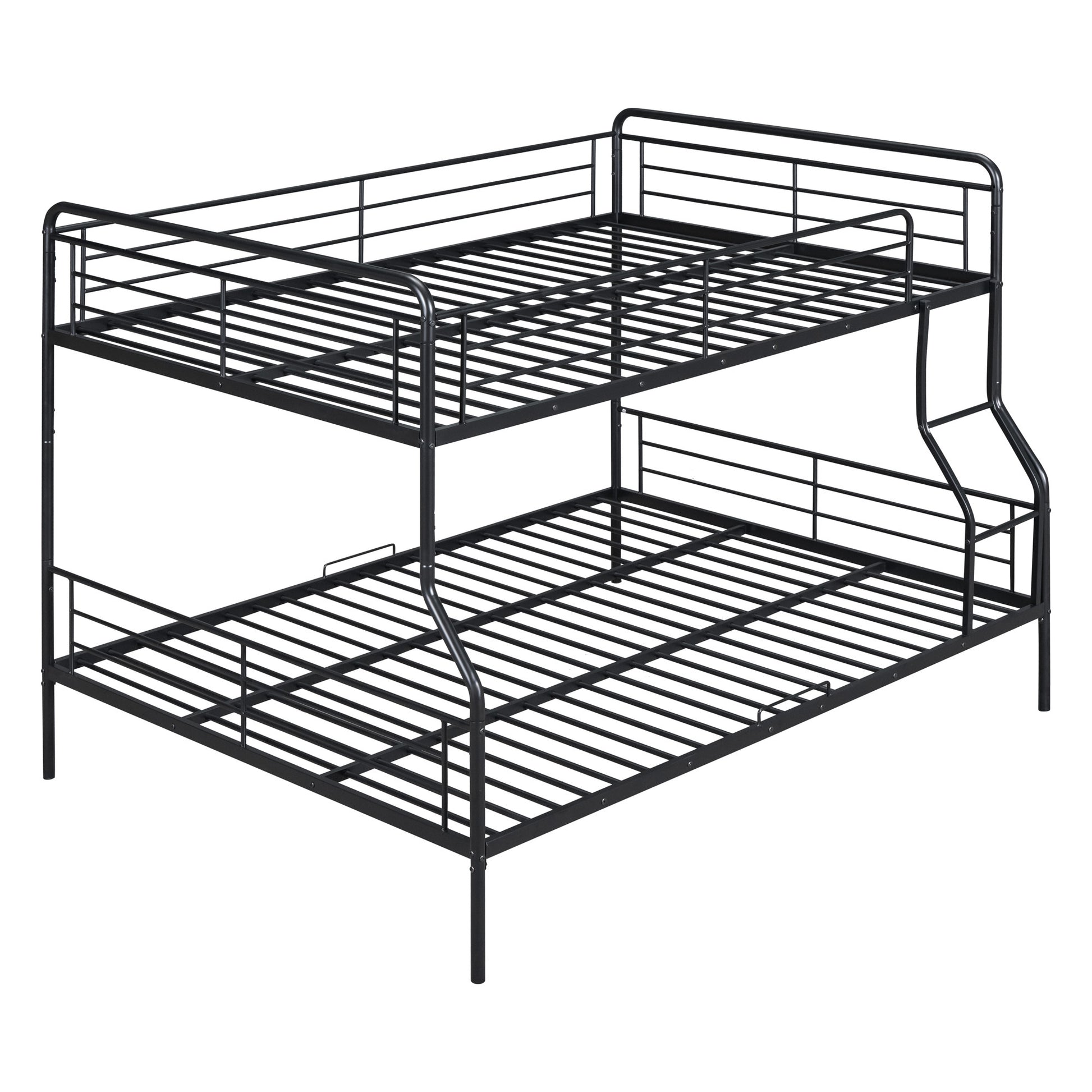 Black Full XL Over Queen Contemporary Metal Bunk Bed-6