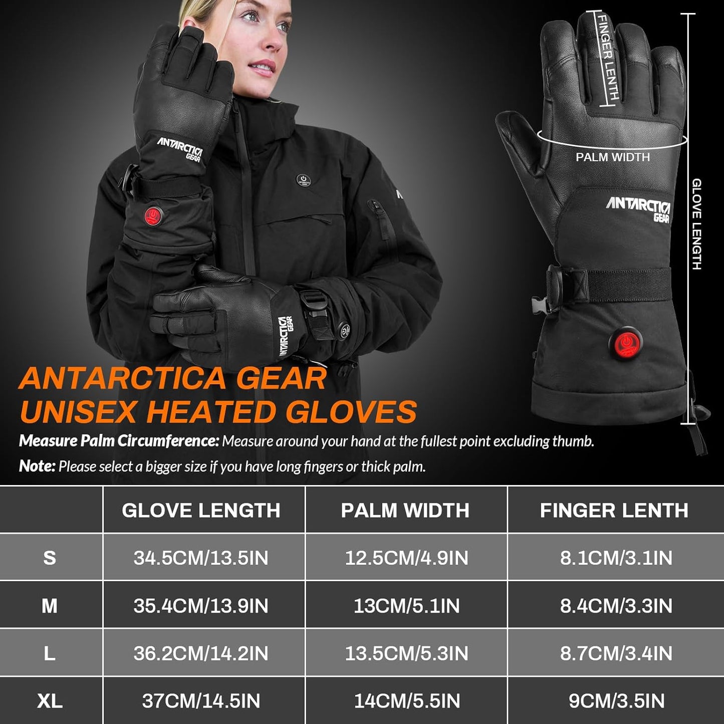 ANTARCTICA GEAR Winter Ski Gloves Rechargeable Heating Warm Gloves for Motorcycle-4