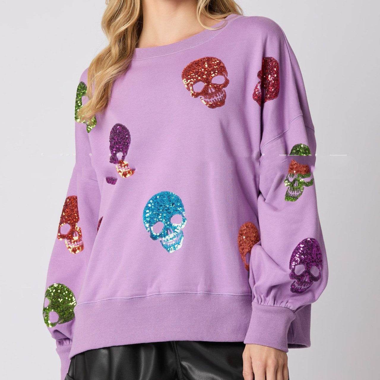 Women's Halloween Skull Sequined Sweater Loose
