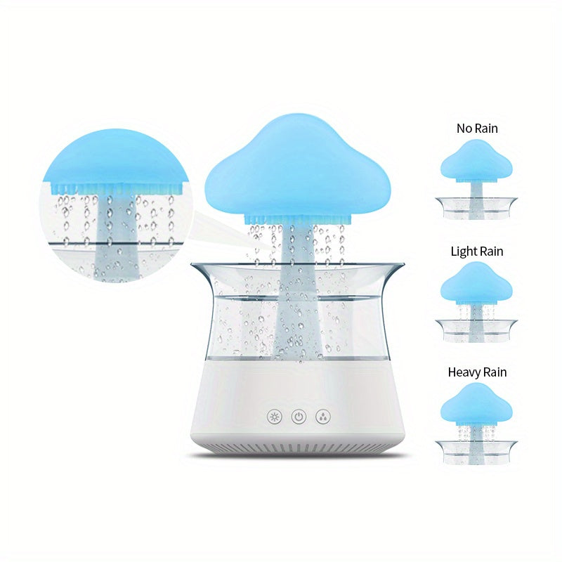 USB-Powered Zen Master Mushroom Lamp with Rain Cloud Aromatherapy Oil Diffuser, Night Light & Ultra-Quiet Humidifier - Perfect for Home or Office, White, Zen Home Decor