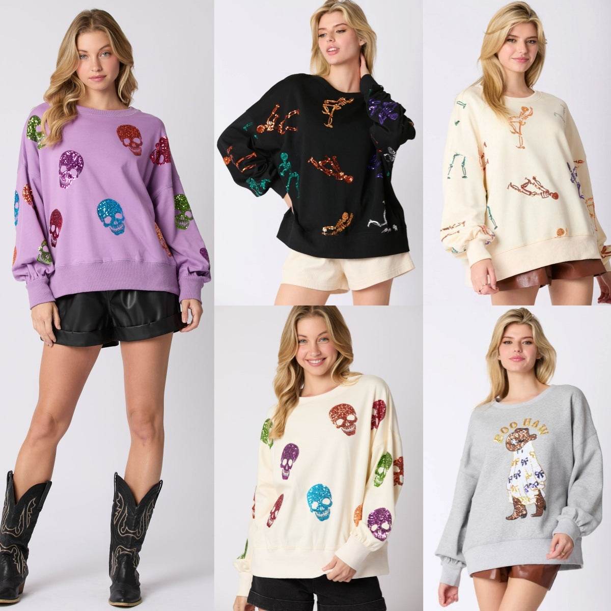 Women's Halloween Skull Sequined Sweater Loose