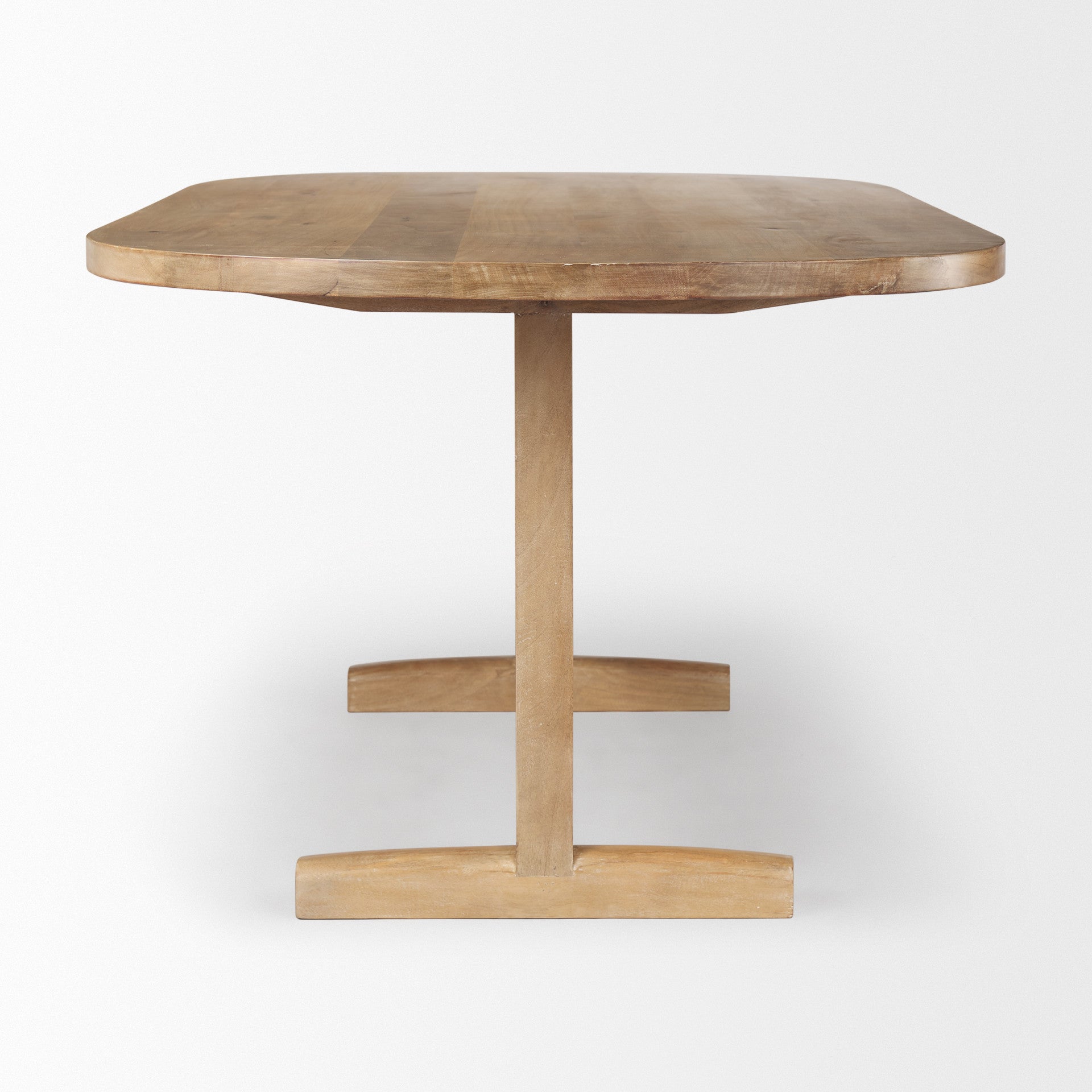 84" Light Brown Solid Wood Trestle Base Oval Dining Table-3