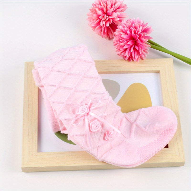 Adorable Baby Leggings With Soft Combed Cotton And Slip-on Pantyhose In Rose Petal Design