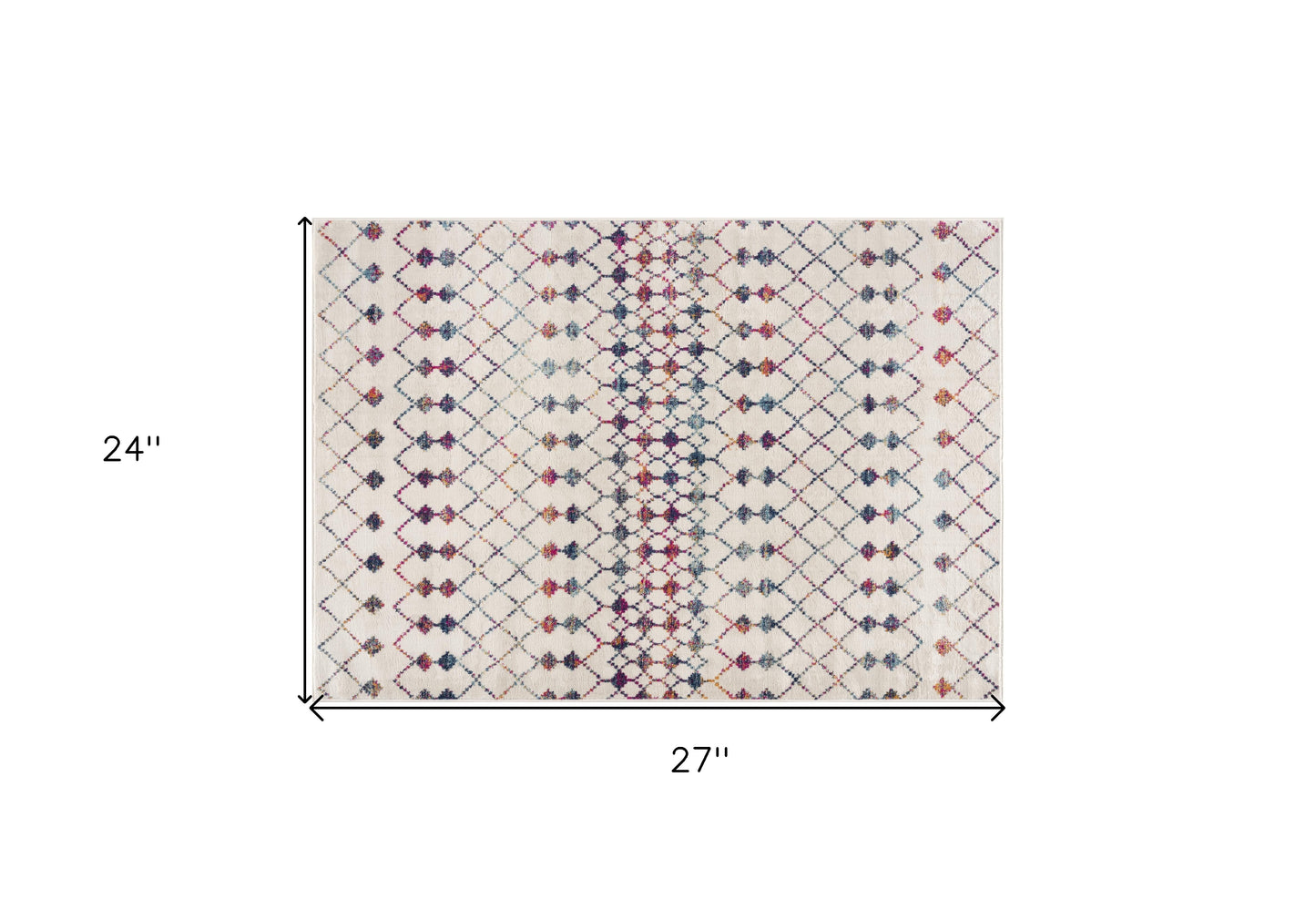 2' X 2' Beige Blue And Pink Geometric Square Rug-2