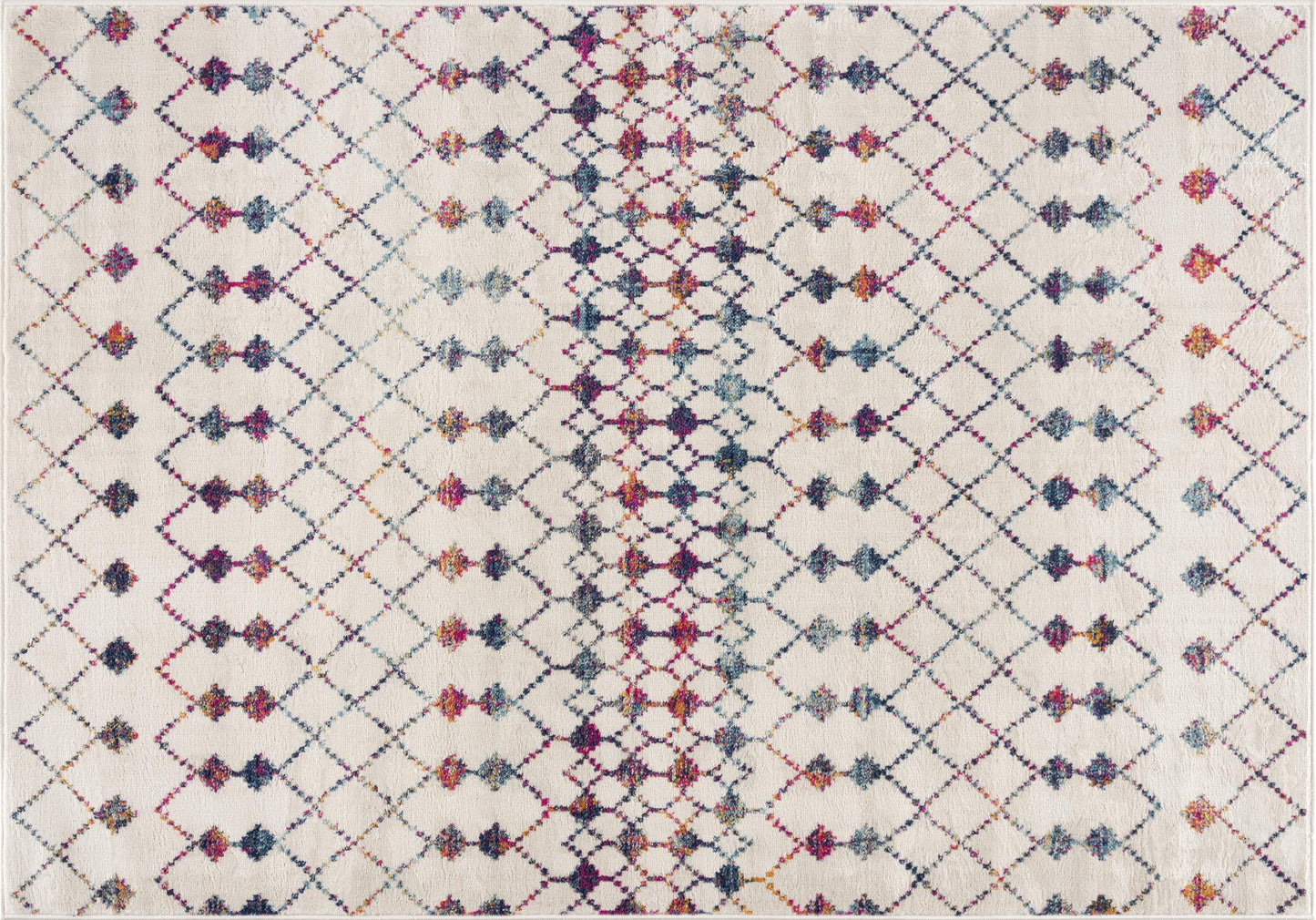 2' X 2' Beige Blue And Pink Geometric Square Rug-1